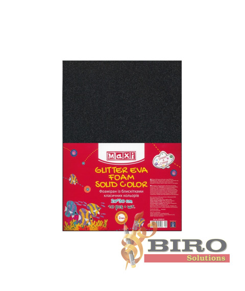 Hirtie gumata cu Sclipici 20x30cm 2mm (Foamiran) Neagra , 10 bucăți